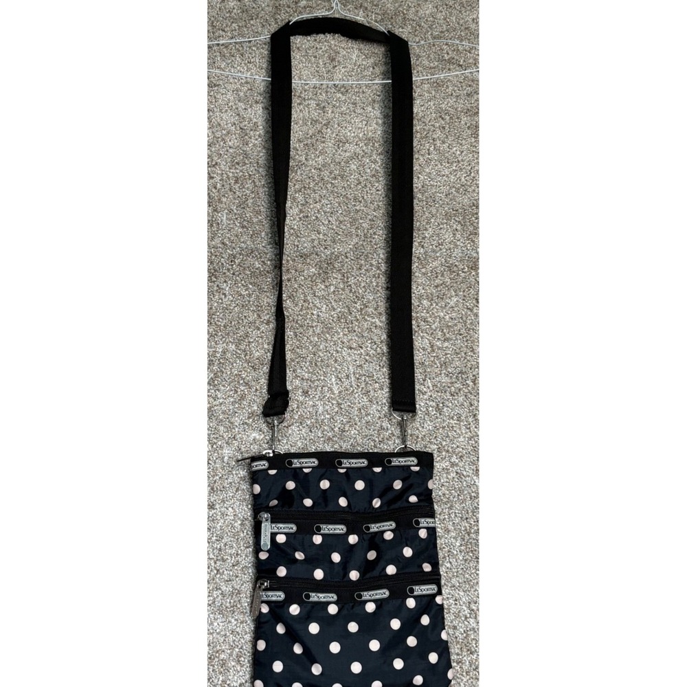 LeSportsac Crossbody Bag  Polka Dot Nylon Multi Pocket Womens Small Black‎ Beige